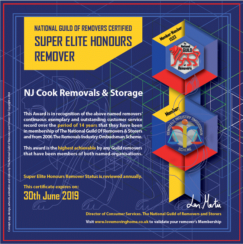 National Guild of Removers - Super Elite Honours Remover